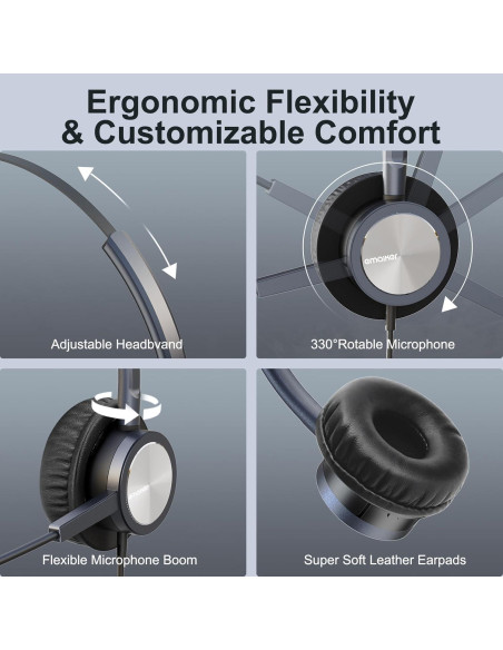 Auricular de Teléfono Emaiker Un Oído con Cable RJ9 para Cisco