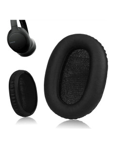 Almohadillas de Reemplazo para Auriculares Sony WH-CH700N/WH-CH710N - Krone Kalpasmos - Espuma de Memoria y Cuero Negro