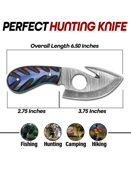 Cuchillo de Damasco RYOBA 16.5 cm con Funda de Cuero