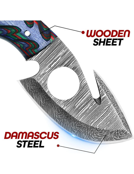 Cuchillo de Damasco RYOBA 16.5 cm con Funda de Cuero