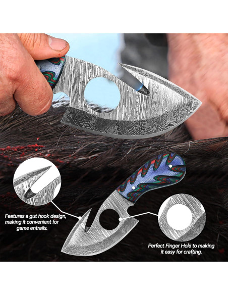 Cuchillo de Damasco RYOBA 16.5 cm con Funda de Cuero