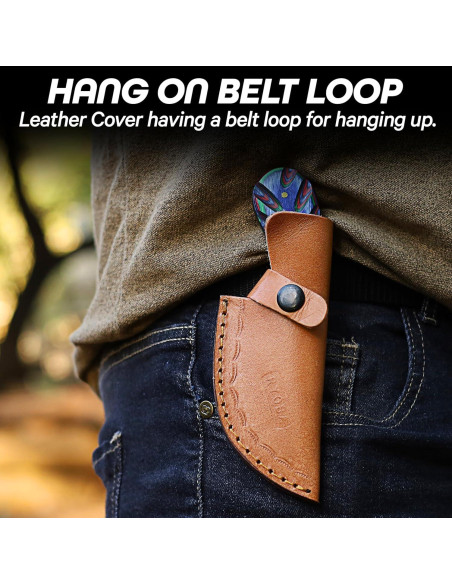 Cuchillo de Damasco RYOBA 16.5 cm con Funda de Cuero