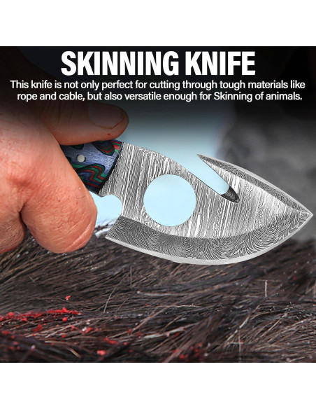 Cuchillo de Damasco RYOBA 16.5 cm con Funda de Cuero