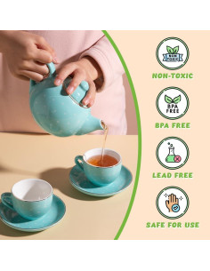 Juego de té de porcelana Sweejar para niñas - 10 piezas rosa 2