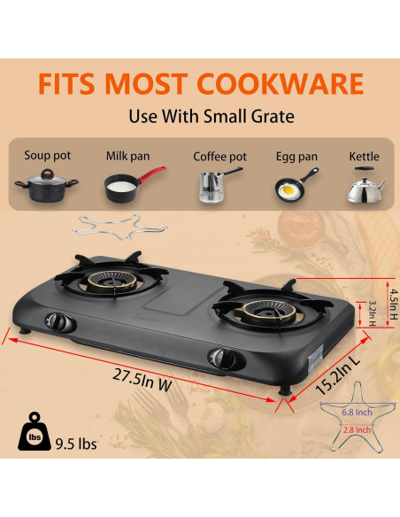 Estufa de Propano 2 Quemadores BesNerg 27200 BTU Alta Eficiencia