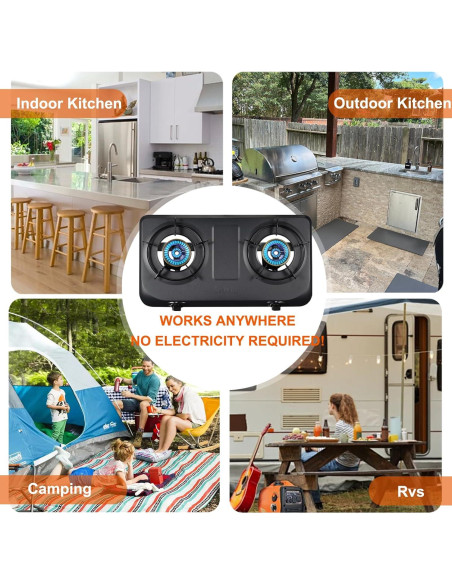 Estufa de Propano 2 Quemadores BesNerg 27200 BTU Alta Eficiencia