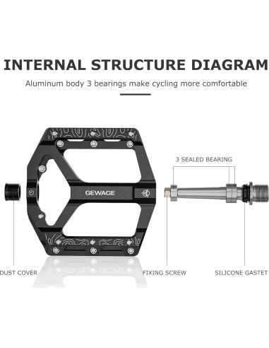 Pedales de Bicicleta GEWAGE Planos Antideslizantes 100x121.5mm