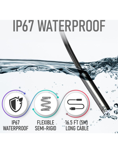 Cámara Endoscópica 5M HertzEagle IP67 con Luz Ajustable Cámara Endoscópica 5M HertzEagle IP67 con Luz Ajustable