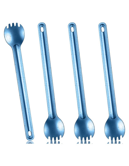 4 Sporks de Titanio Kritkin con Mango Largo 22 cm Azul