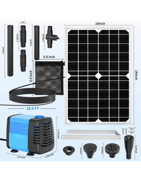 Bomba de Fuente Solar FEOXSHAL 15W con Flujo Ajustable 720 LPH Bomba de Fuente Solar FEOXSHAL 15W con Flujo Ajustable 720 LPH
