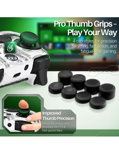 Funda de Silicona TNP para Controlador Xbox Series X/S + 8 Joysticks