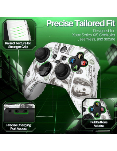 Funda de Silicona TNP para Controlador Xbox Series X/S + 8 Joysticks