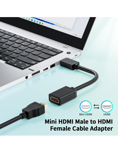 Adaptador Mini HDMI a HDMI LUKFOCAB 4K 30cm Soporta 60Hz