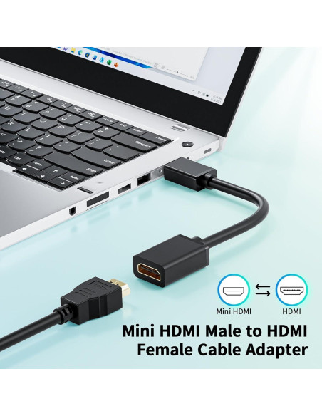 Adaptador Mini HDMI a HDMI LUKFOCAB 4K 30cm Soporta 60Hz