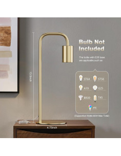 Lámpara de Mesa Industrial Iporovon E26 Dorada 34cm 2