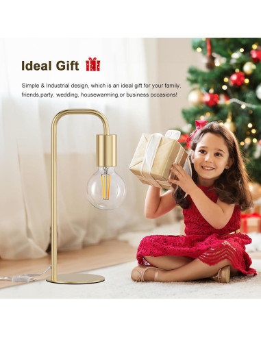 Lámpara de Mesa Industrial Iporovon E26 Dorada 34cm