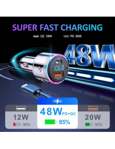 Transmisor Bluetooth LENCENT BC76 Carga Rápida 30W FM 2