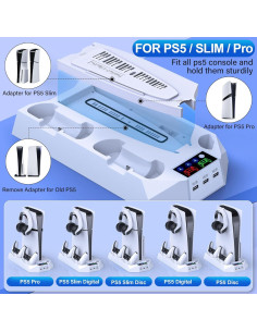 Estación de Enfriamiento PS5 Slim Pro - Cargador Doble y Ventilador 2