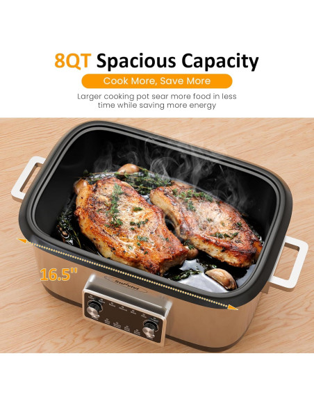 Olla de Cocción Lenta Programable SUNVIVI 8 Cuartos 12 en 1