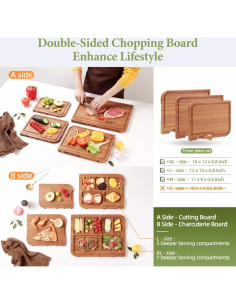 Juego de 3 Tablas de Cortar de Bambú GolfFox con Soporte 2