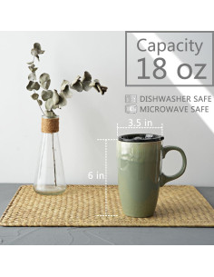 Taza de Viaje Cerámica Bosmarlin 532 ml Verde Pálido 2