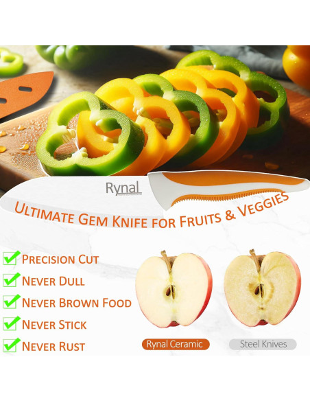 Cuchillo Santoku de Cerámica Rynal 5.5" Ligero y Afilado