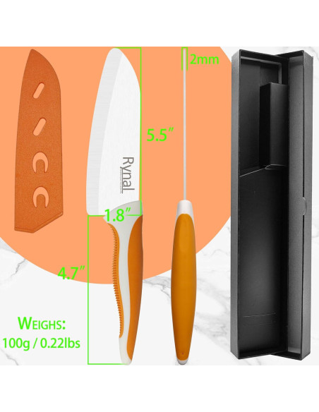 Cuchillo Santoku de Cerámica Rynal 5.5" Ligero y Afilado