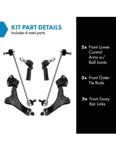 Kit de Dirección y Suspensión TRQ 6 Piezas para Volvo XC60 2