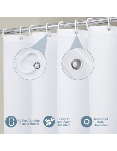 Cortina de Ducha UFRIDAY Blanca 152 x 183 cm Impermeable 2
