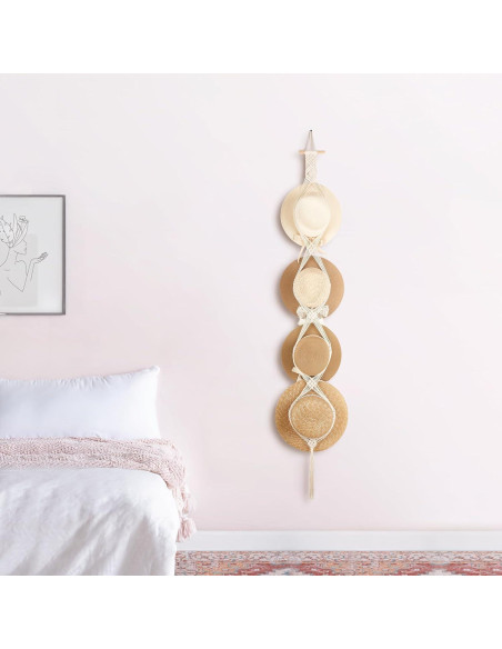 Perchero de Sombreros Dahey Hecho a Mano 4 Estilos Blanco Roto