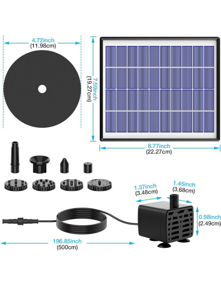 Bomba de Fuente Solar AISITIN 6.5W con Batería 1500mAh