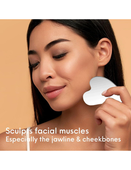 Kit de Gua Sha Facial 3 en 1 MOKIUER Acero Inoxidable Plata Kit de Gua Sha Facial 3 en 1 MOKIUER Acero Inoxidable Plata