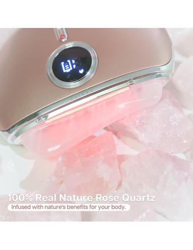 Gua Sha Eléctrico AlpenGlow Cuarzo Rosa con Calor y Vibración