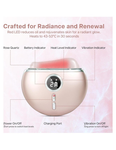 Gua Sha Eléctrico AlpenGlow Cuarzo Rosa con Calor y Vibración