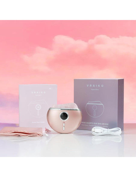 Gua Sha Eléctrico AlpenGlow Cuarzo Rosa con Calor y Vibración