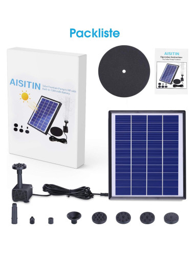 Bomba de Fuente Solar AISITIN 6.5W con Batería 1500mAh
