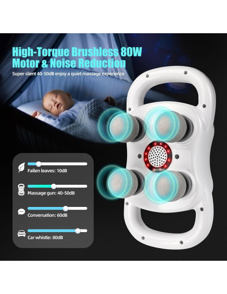 Pistola de Masaje SUPBAND HY-ST2024, 4 Cabezas, Alivio Muscular