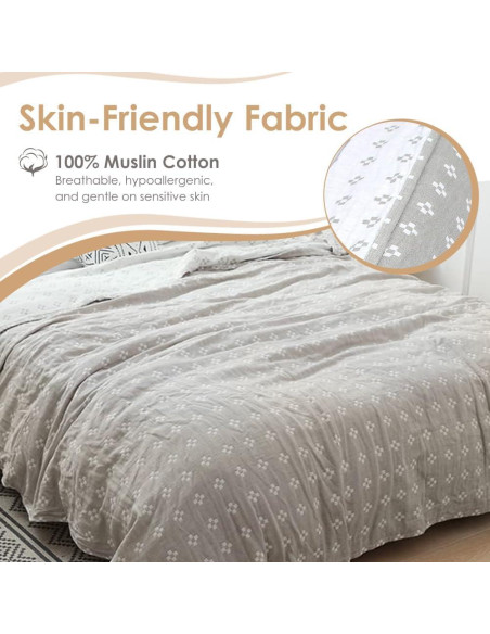 Manta de Muselina 100% Algodón SHSYCER Reina Camello 198x229cm