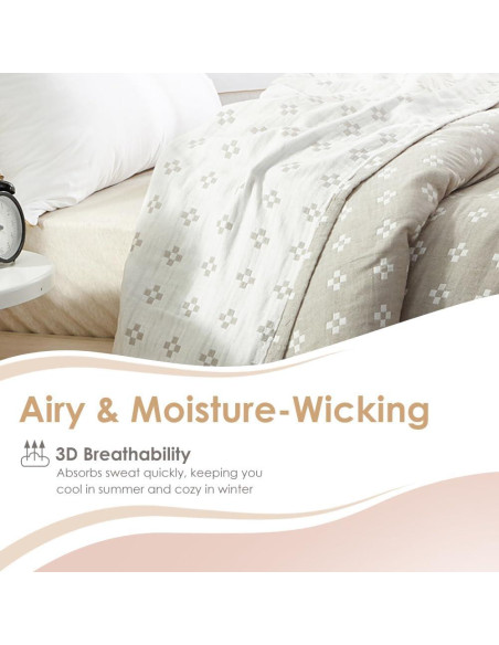 Manta de Muselina 100% Algodón SHSYCER Reina Camello 198x229cm