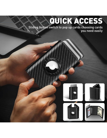 Billetera Minimalista para Hombres Ridge Carbono RFID 1-7 Tarjetas