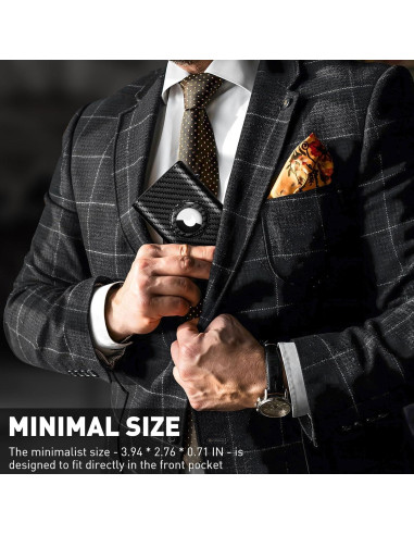 Billetera Minimalista para Hombres Ridge Carbono RFID 1-7 Tarjetas