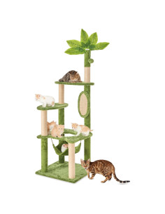 Árbol para Gatos TSCOMON 139.7 cm Verde con Hamaca y Rascadores