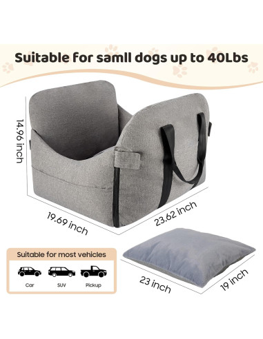 Asiento de Coche para Perros Pequeños y Medianos - Wu Xi Ku, 60x50 cm