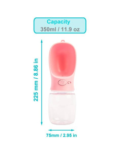 Botella de Agua Portátil para Perros VehiGo 350 ml Rosa 2