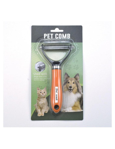 Cepillo Deshedding 2 en 1 KUDCUOM para Perros y Gatos Naranja