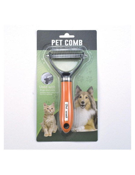 Cepillo Deshedding 2 en 1 KUDCUOM para Perros y Gatos Naranja