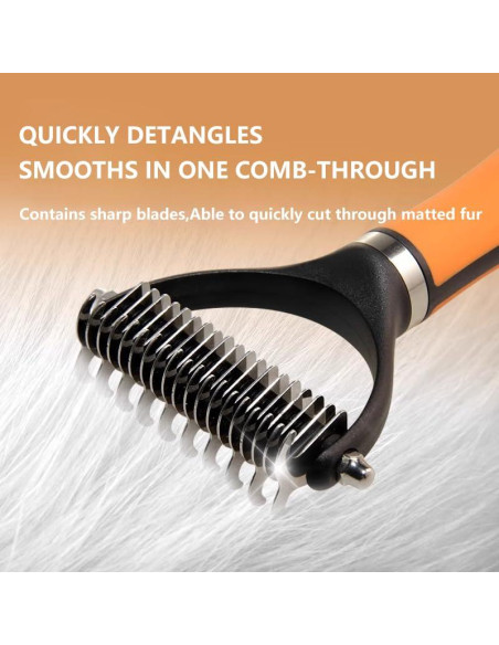 Cepillo Deshedding 2 en 1 KUDCUOM para Perros y Gatos Naranja