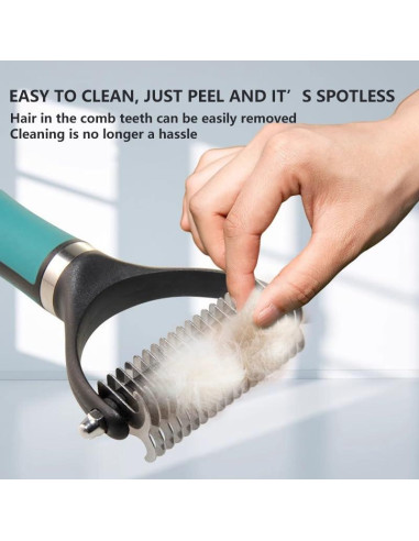 Cepillo Deshedding 2 en 1 KUDCUOM para Perros y Gatos Naranja