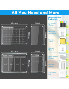Calendario Magnético MIKEDE para Refrigerador 4 en 1 Acrílico 2