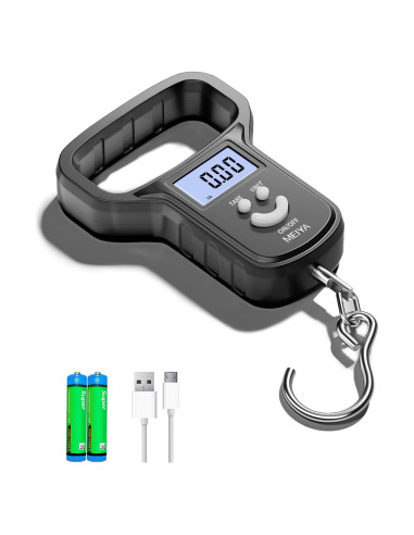 Balanza de Pesca Digital Kaifeng M01-01, 49.9 kg, USB-C, Negro
